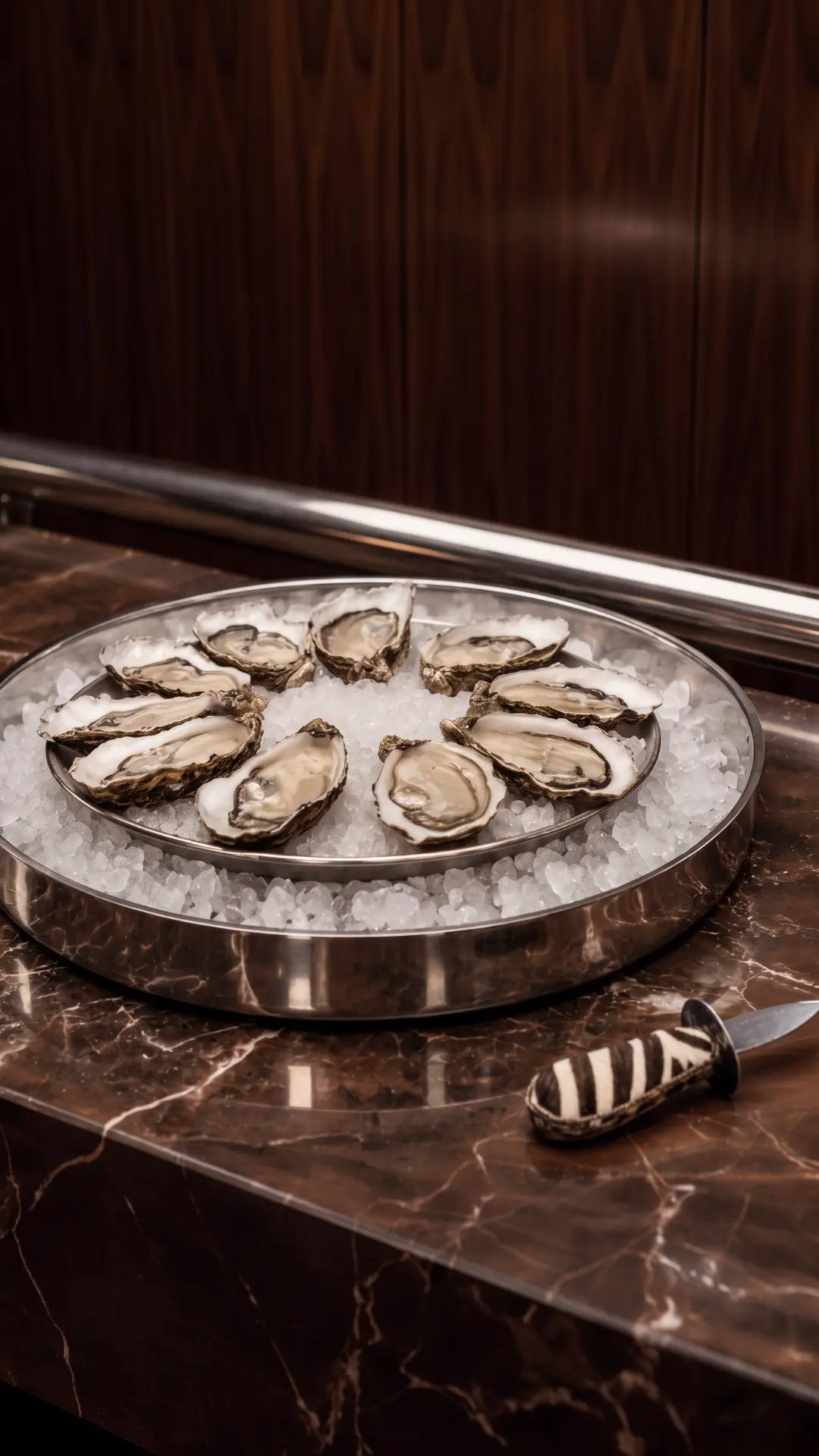 Oyster Bar, Paris concept — oysters on the marble counter