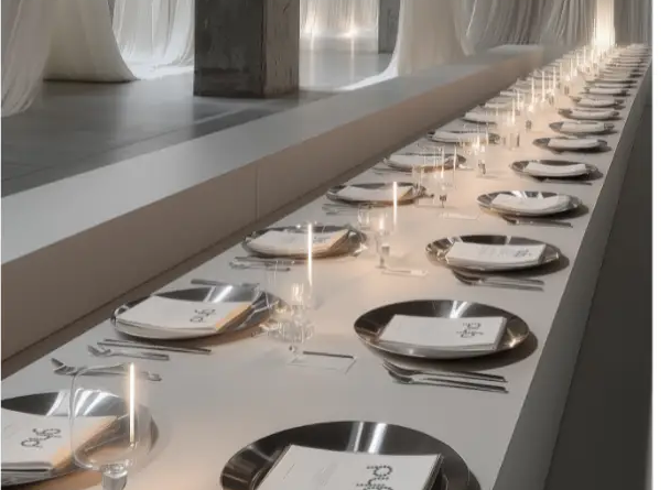 Concept visual of a long candlelit dinner table