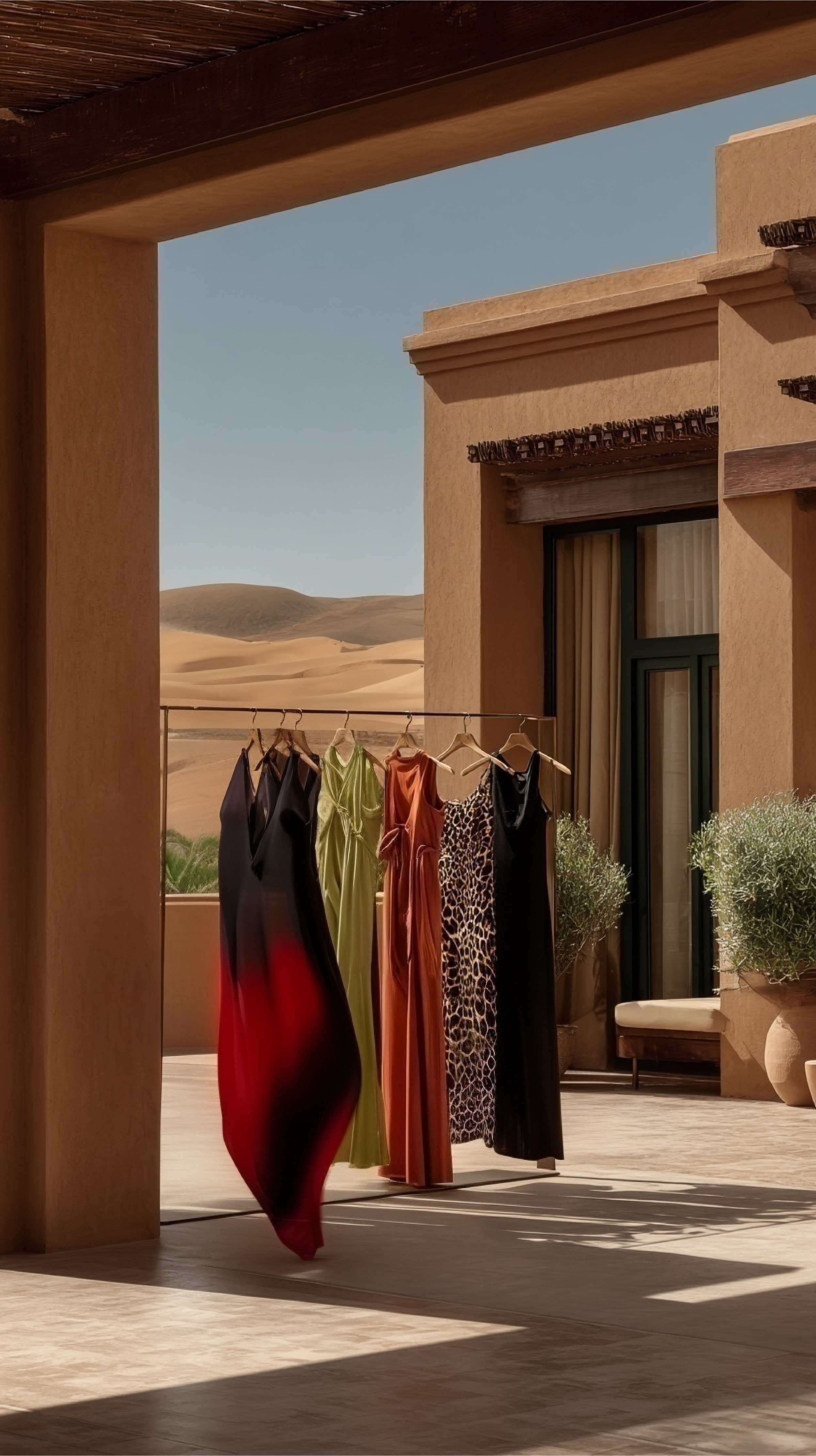 Oh Polly Sirocco dresses displayed in a fictional desert fashion setting