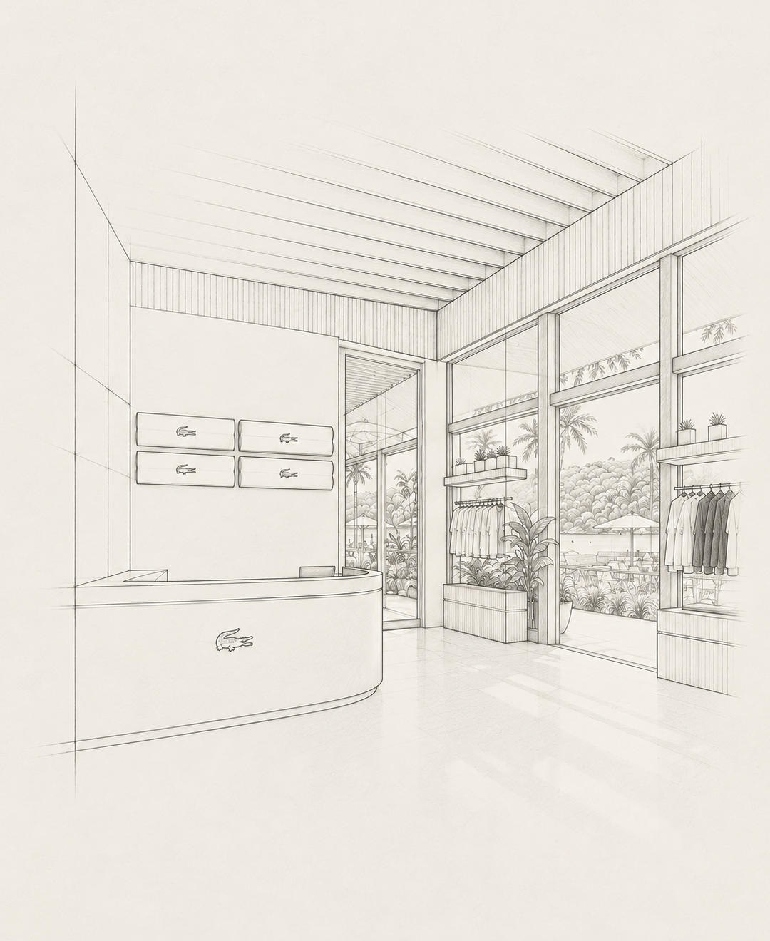 Early drawing of the Lacoste space